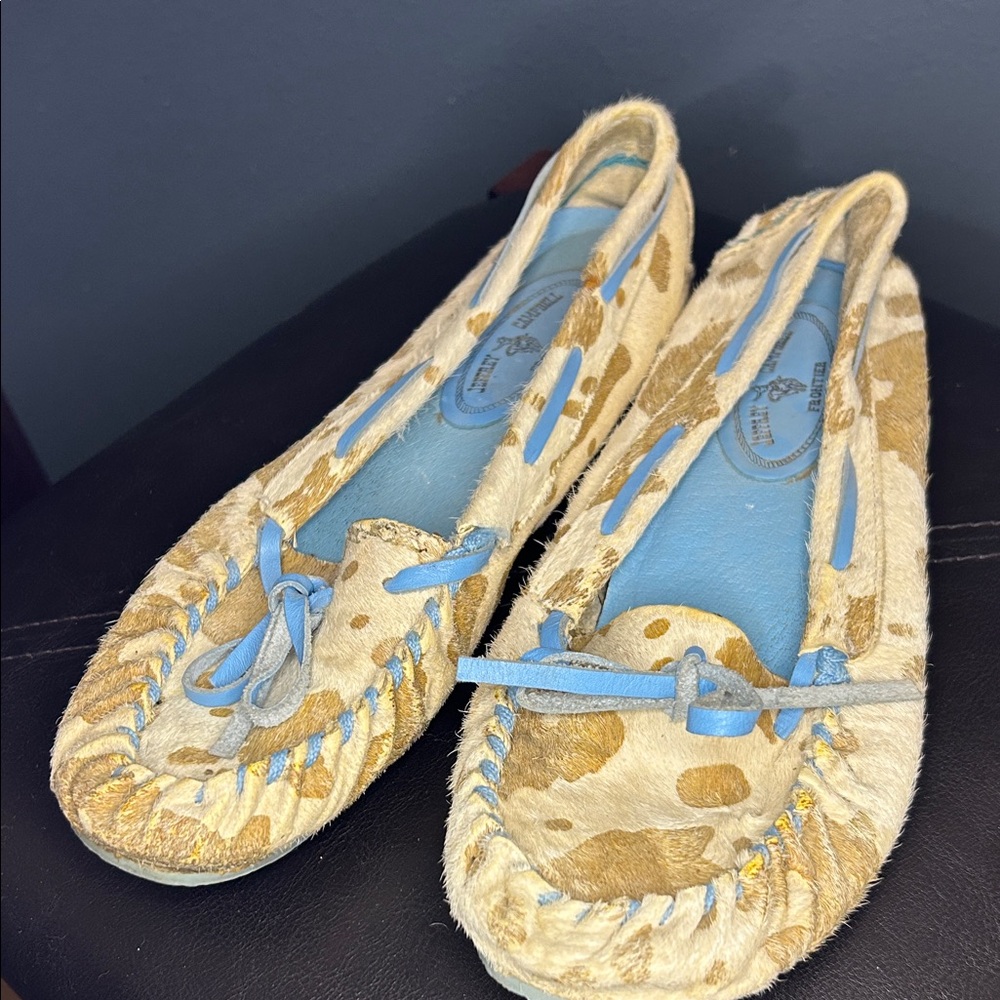 Jeffrey Campbell Cream and Blue Moccasins